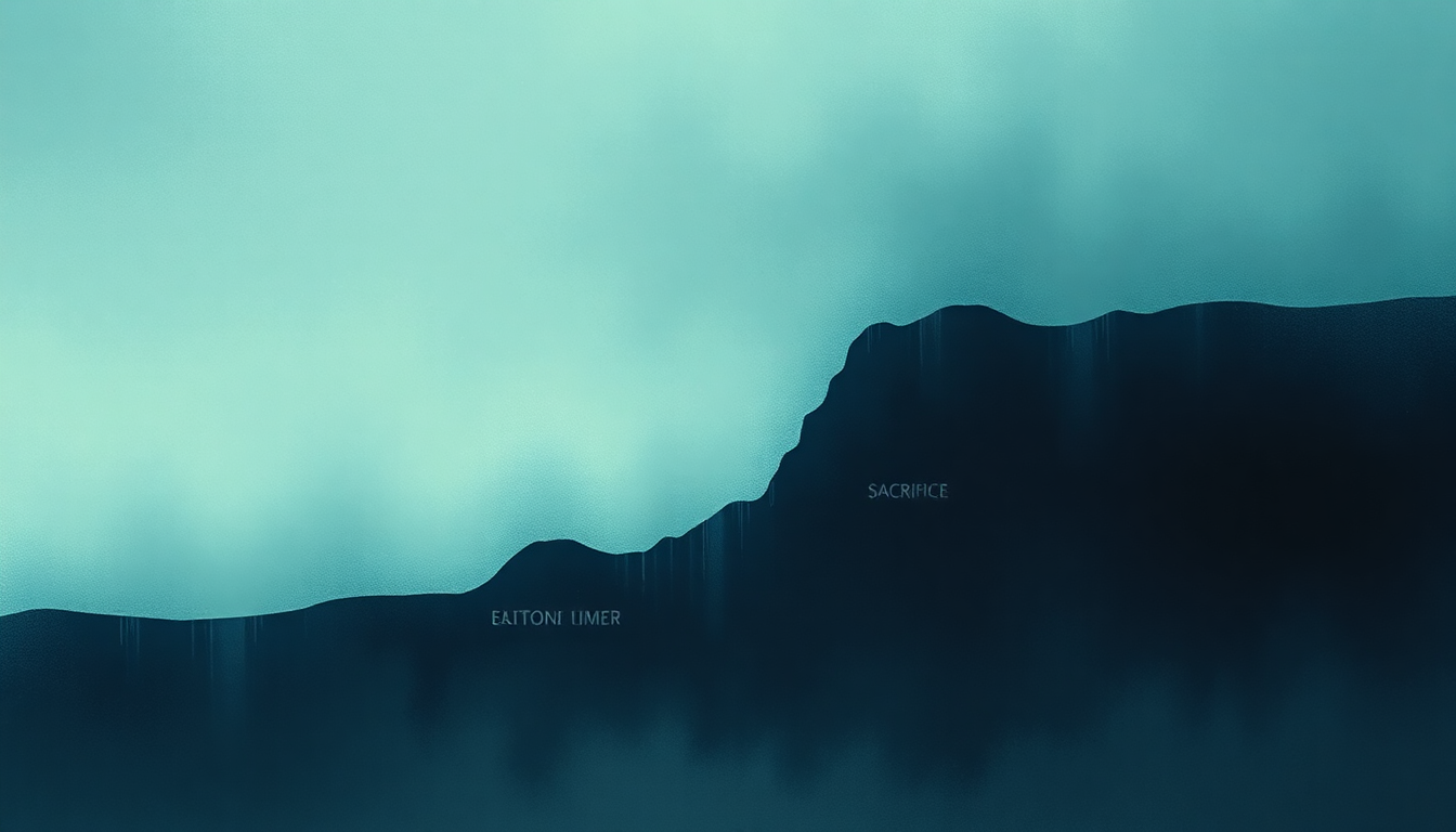 Fan-driven abstract illustration evoking the emotional arc of Sacrifice by Elton John