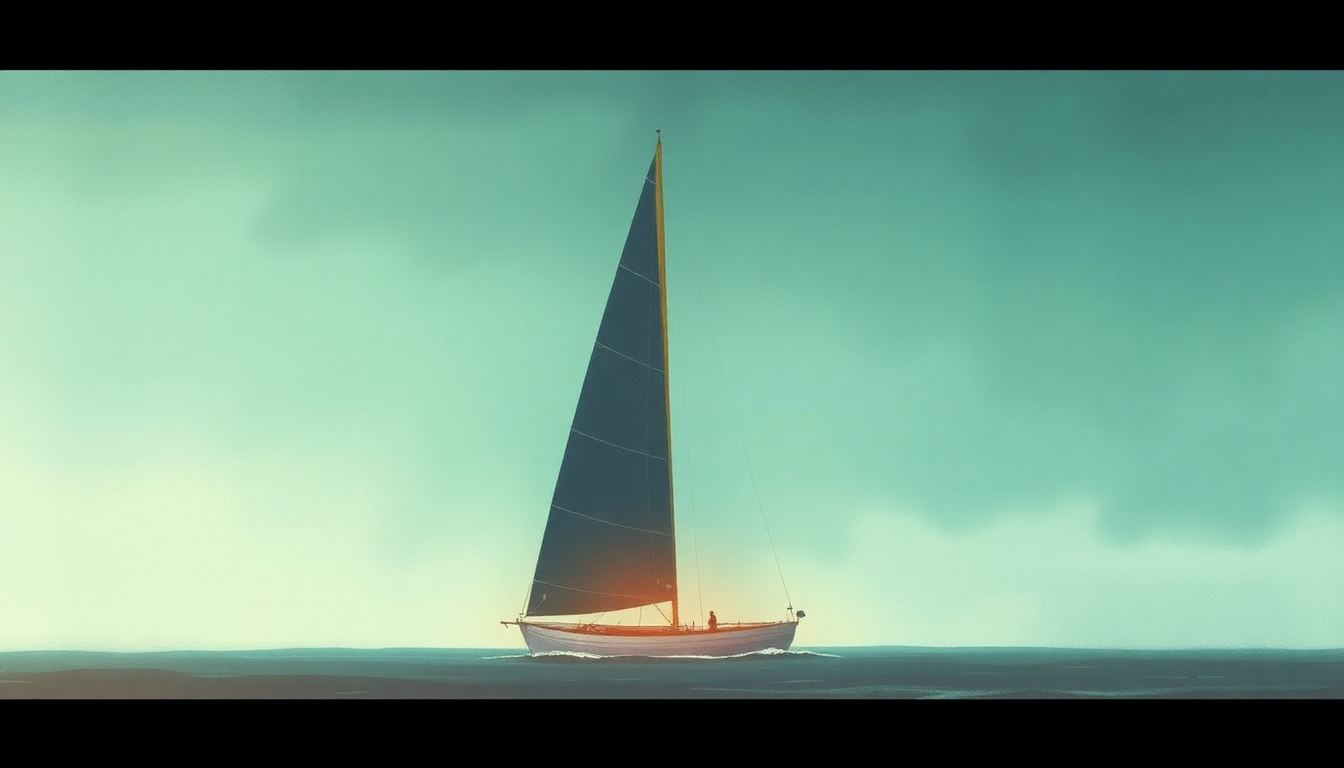 Fan-driven abstract illustration evoking the emotional arc of Sail On Through by Spiritualized