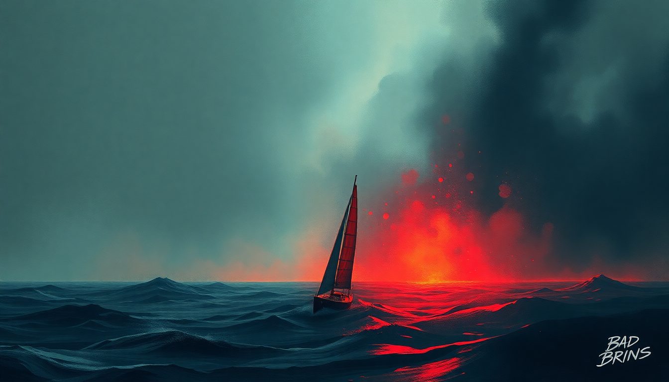 Fan-driven abstract illustration evoking the emotional arc of Sailin' On by Bad Brains