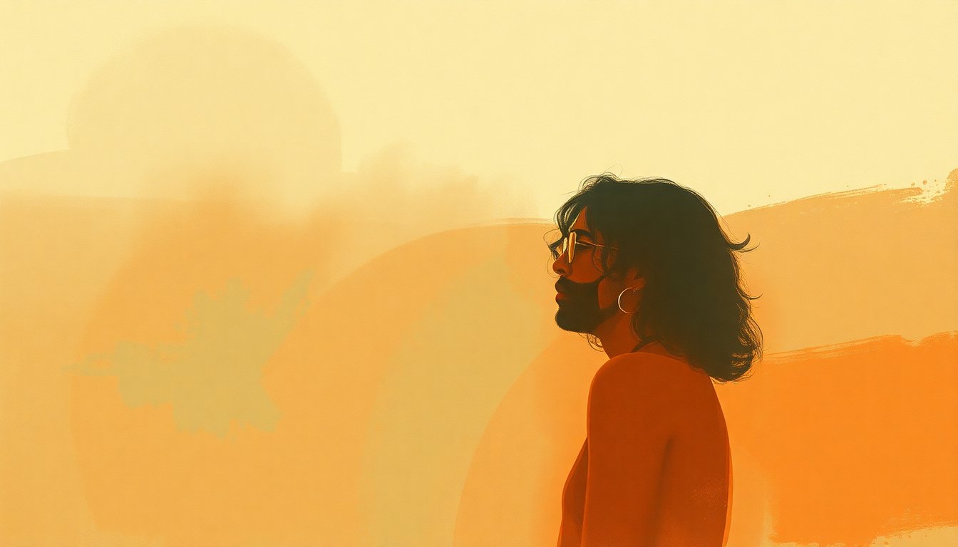 Fan-driven abstract illustration evoking the emotional arc of Sandra by Gilberto Gil