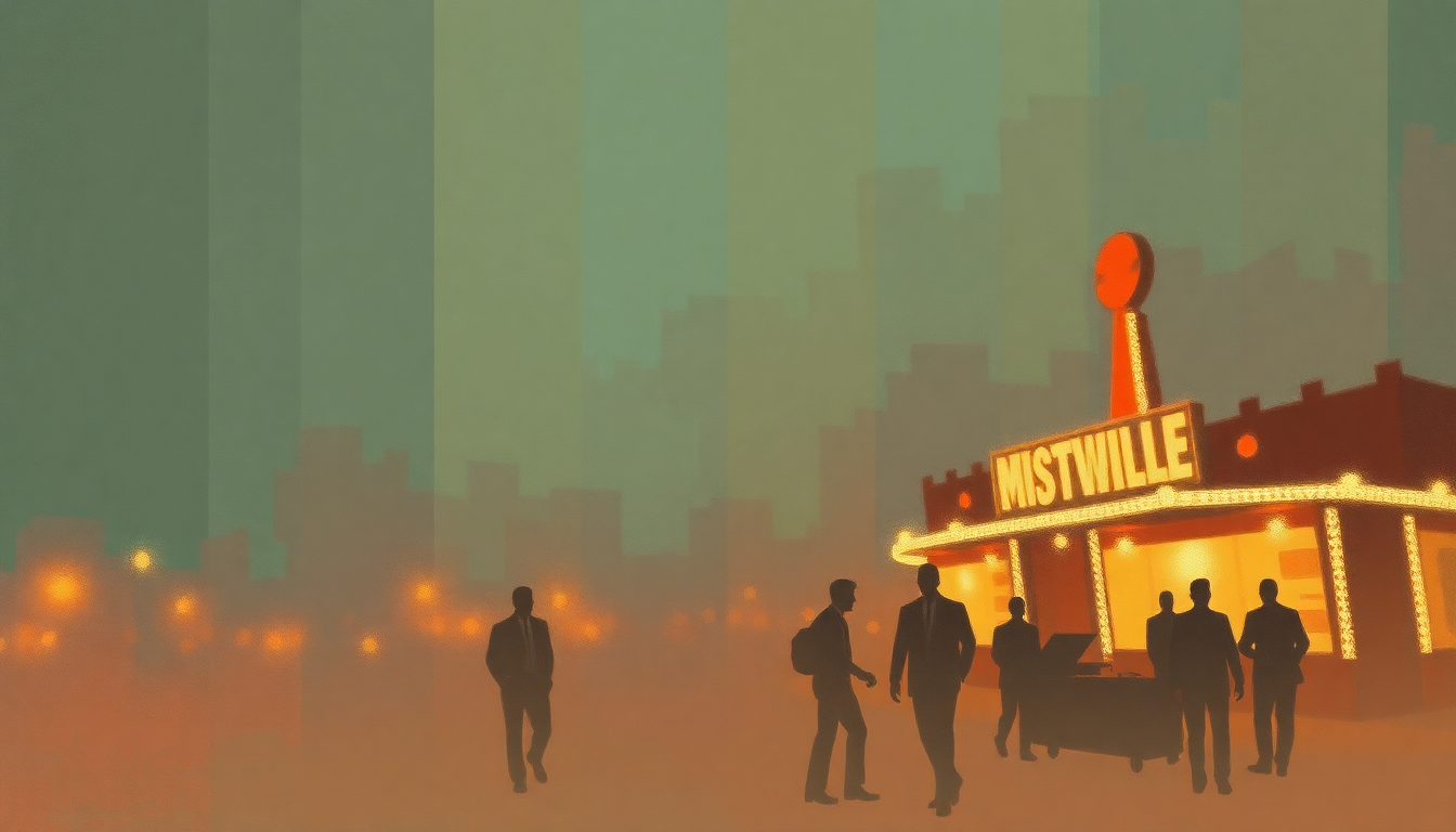 Fan-driven abstract illustration evoking the emotional arc of Saturday Night at the Movies by The Drifters