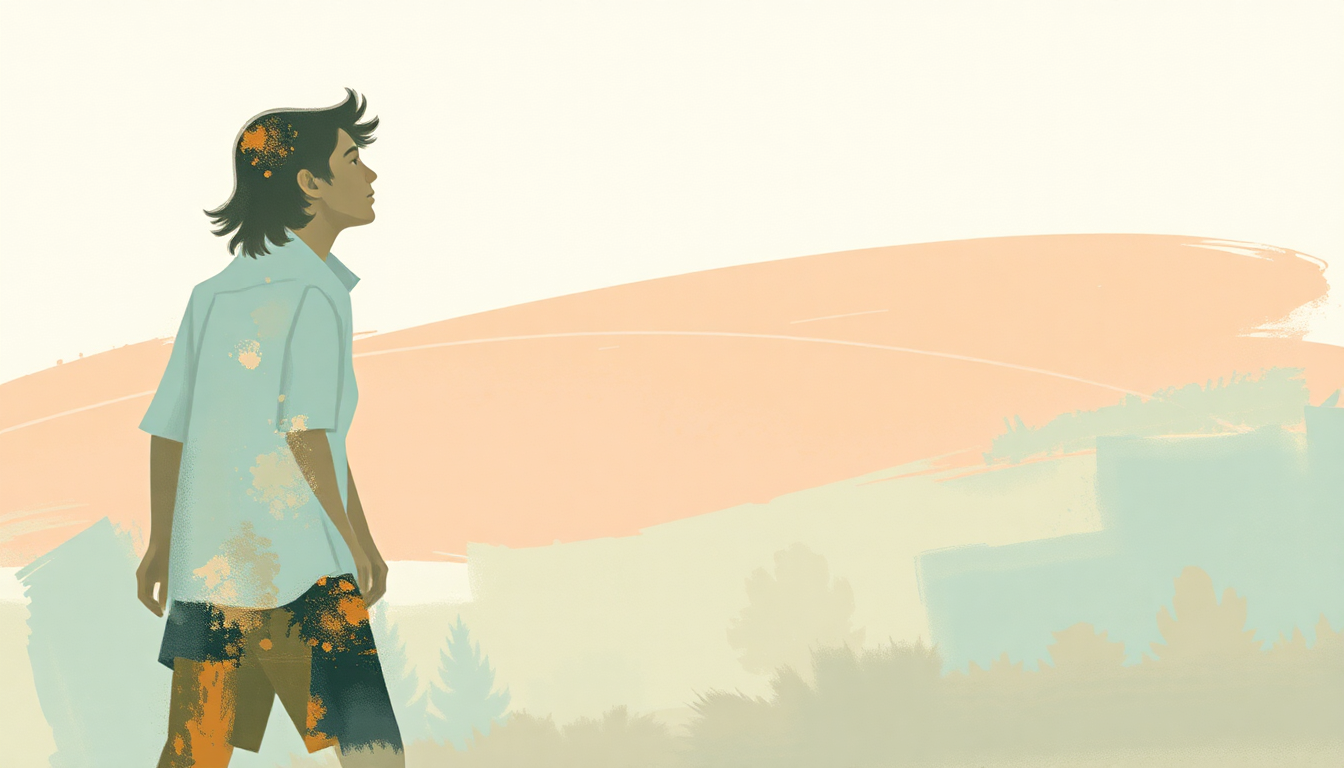Fan-driven abstract illustration evoking the emotional arc of School's Out by Justin Roberts