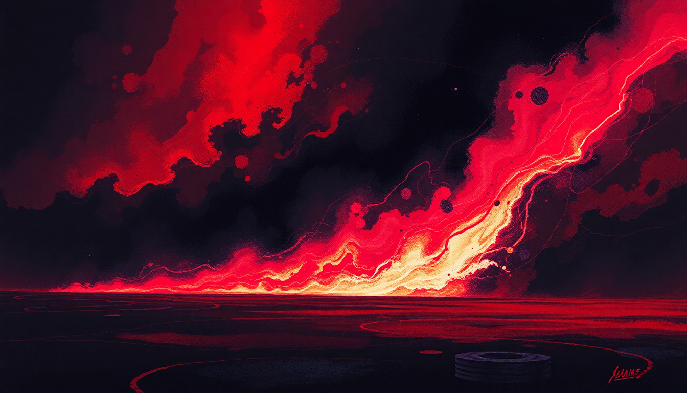 Fan-driven abstract illustration evoking the emotional arc of Screaming for Vengeance by Judas Priest