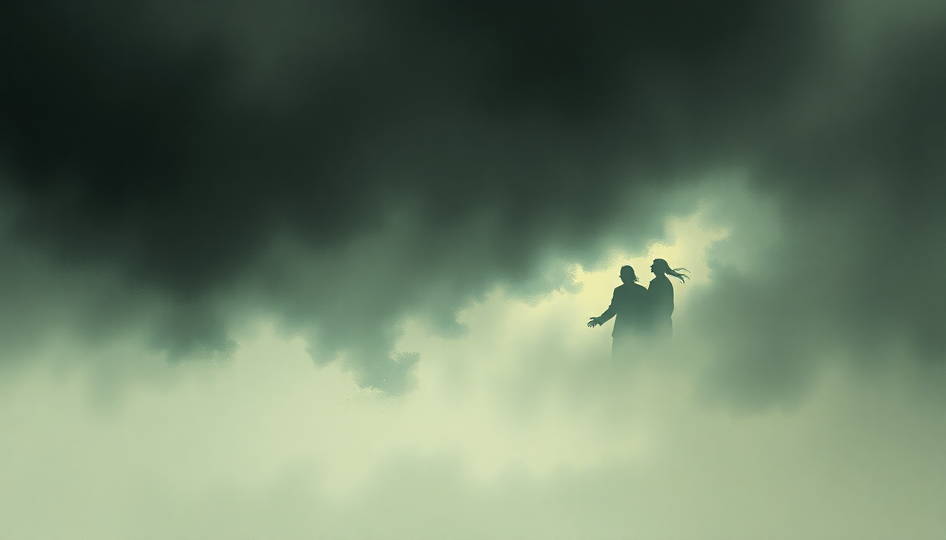 Fan-driven abstract illustration evoking the emotional arc of Screen Shot by Swans