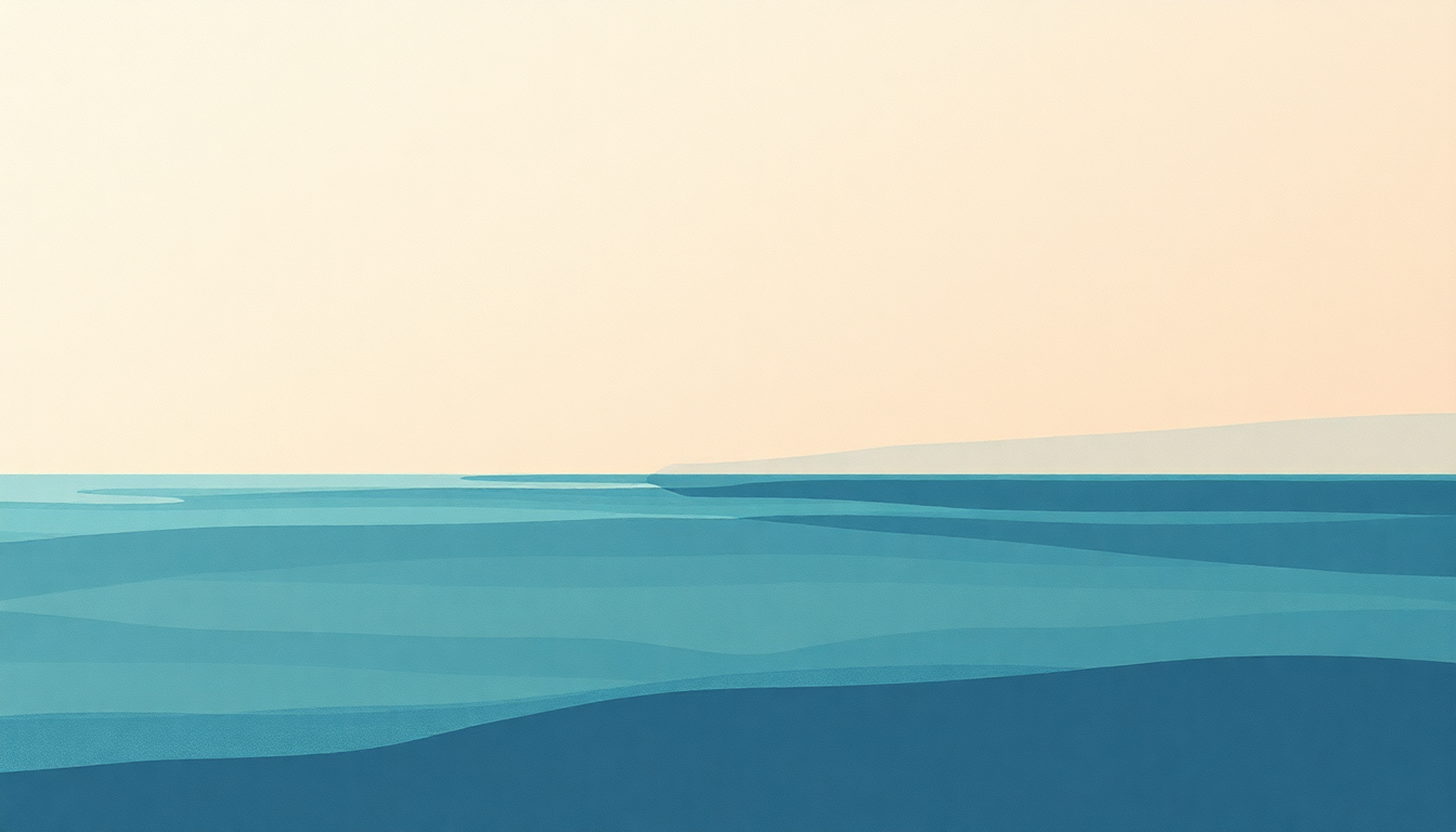 Fan-driven abstract illustration evoking the emotional arc of Sea of Pulses by Tim Hecker