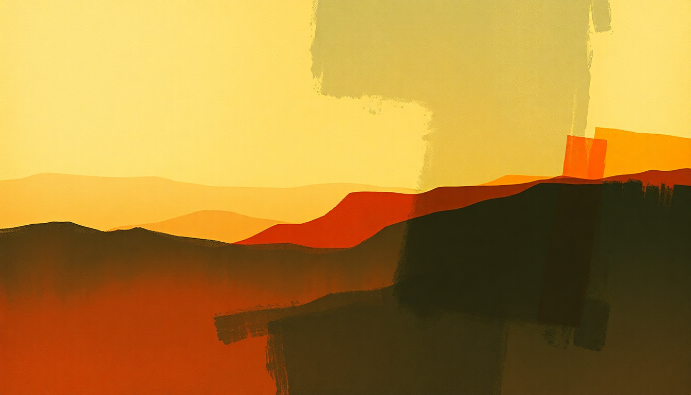 Fan-driven abstract illustration evoking the emotional arc of Search for the New Land by Lee Morgan