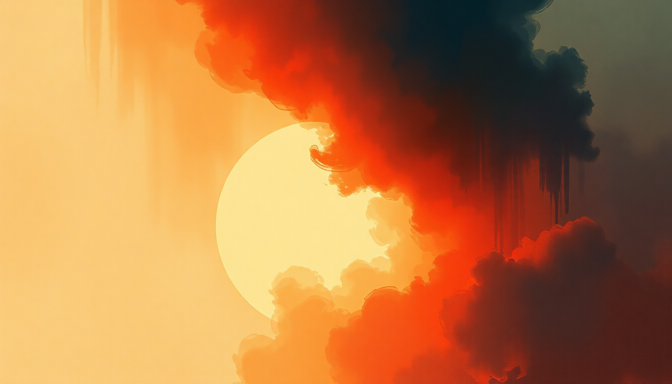 Fan-driven abstract illustration evoking the emotional arc of Sempre libera by Giuseppe Verdi