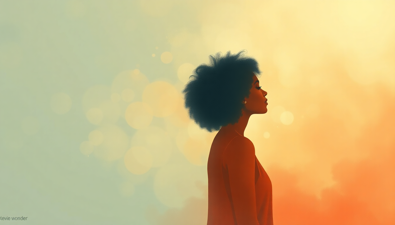 Fan-driven abstract illustration evoking the emotional arc of Send One Your Love by Stevie Wonder