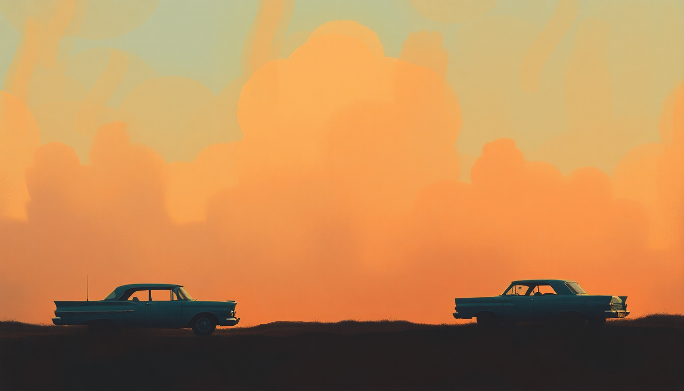 Fan-driven abstract illustration evoking the emotional arc of She Has Funny Cars by Jefferson Airplane