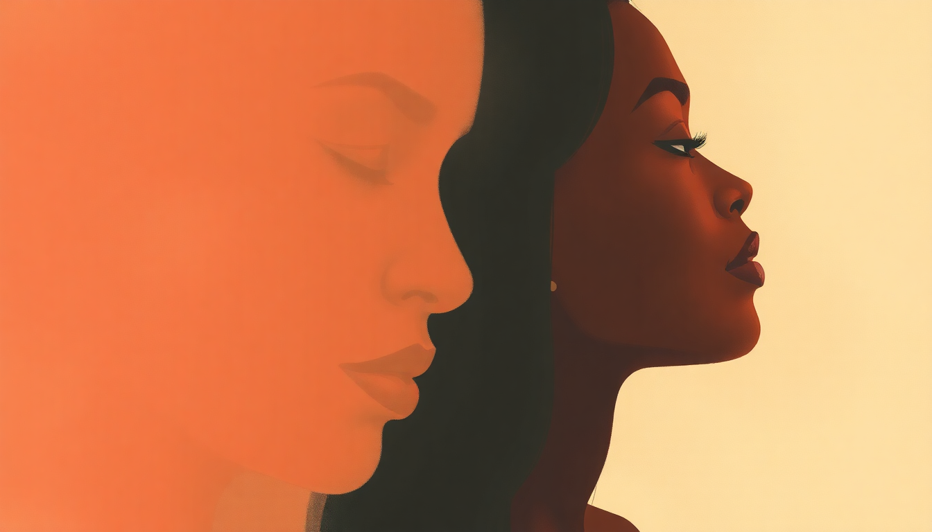 Fan-driven abstract illustration evoking the emotional arc of She's My Baby by Raheem DeVaughn