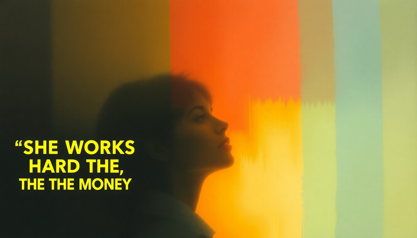 Fan-driven abstract illustration evoking the emotional arc of She Works Hard for the Money by Donna Summer