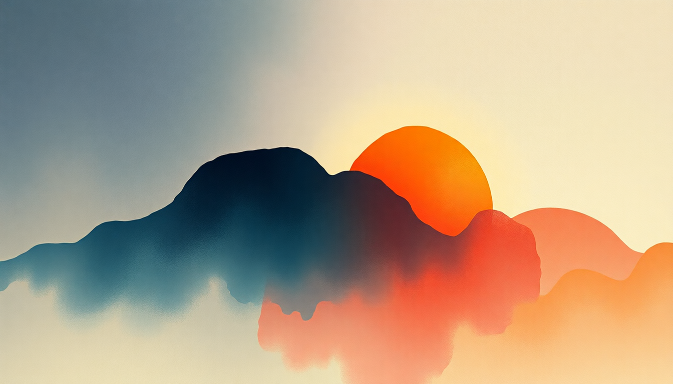 Fan-driven abstract illustration evoking the emotional arc of She Works Out Too Much by MGMT