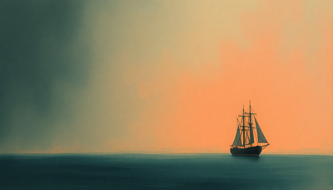 Fan-driven abstract illustration evoking the emotional arc of The Ship Song by Nick Cave & The Bad Seeds