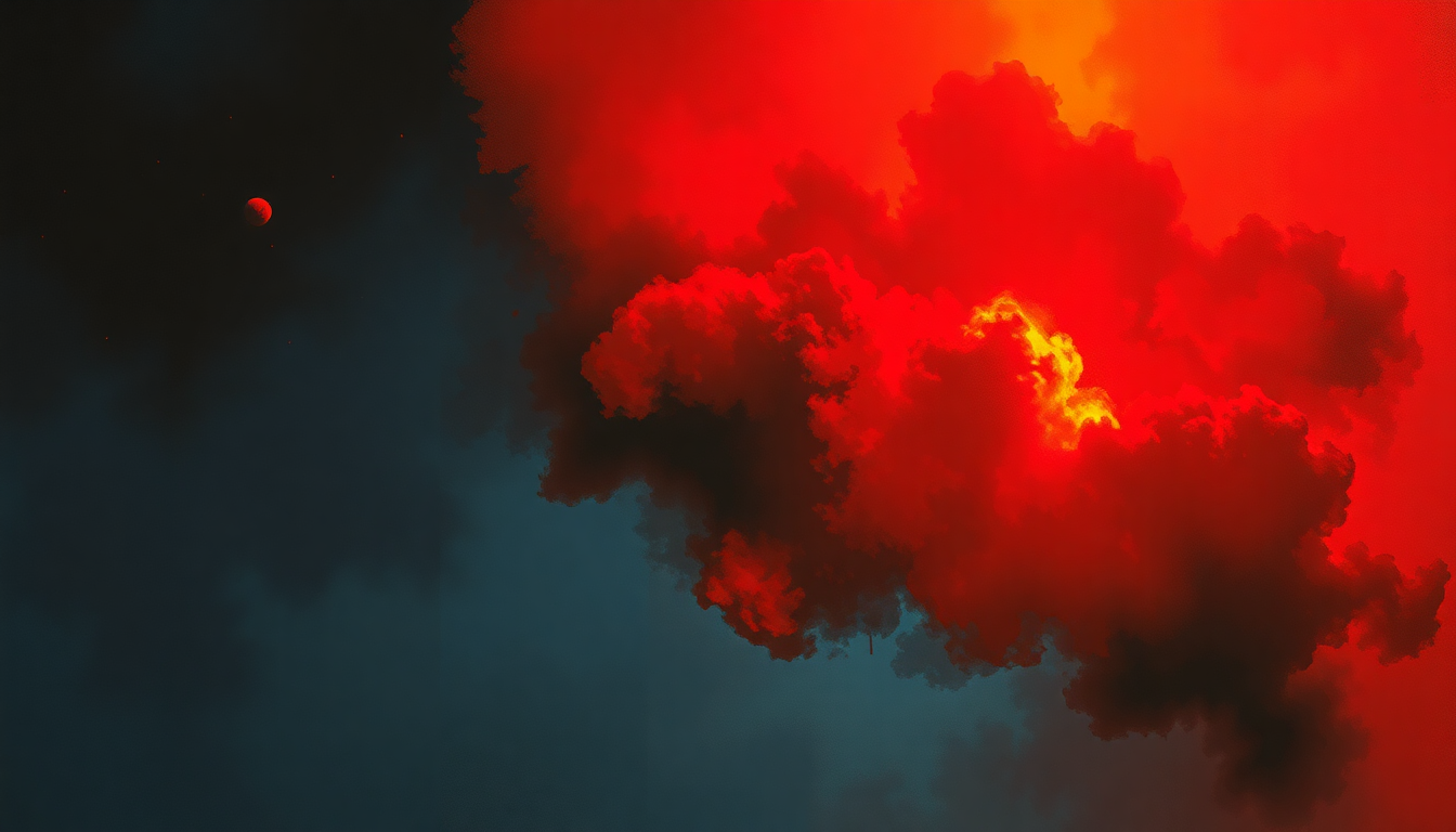 Fan-driven abstract illustration evoking the emotional arc of Shoot to Thrill by AC/DC