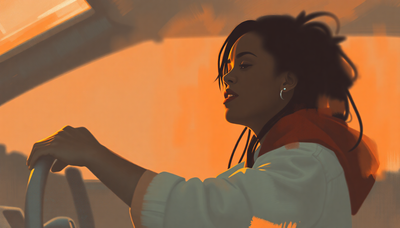 Fan-driven abstract illustration evoking the emotional arc of Shut Up and Drive by Rihanna