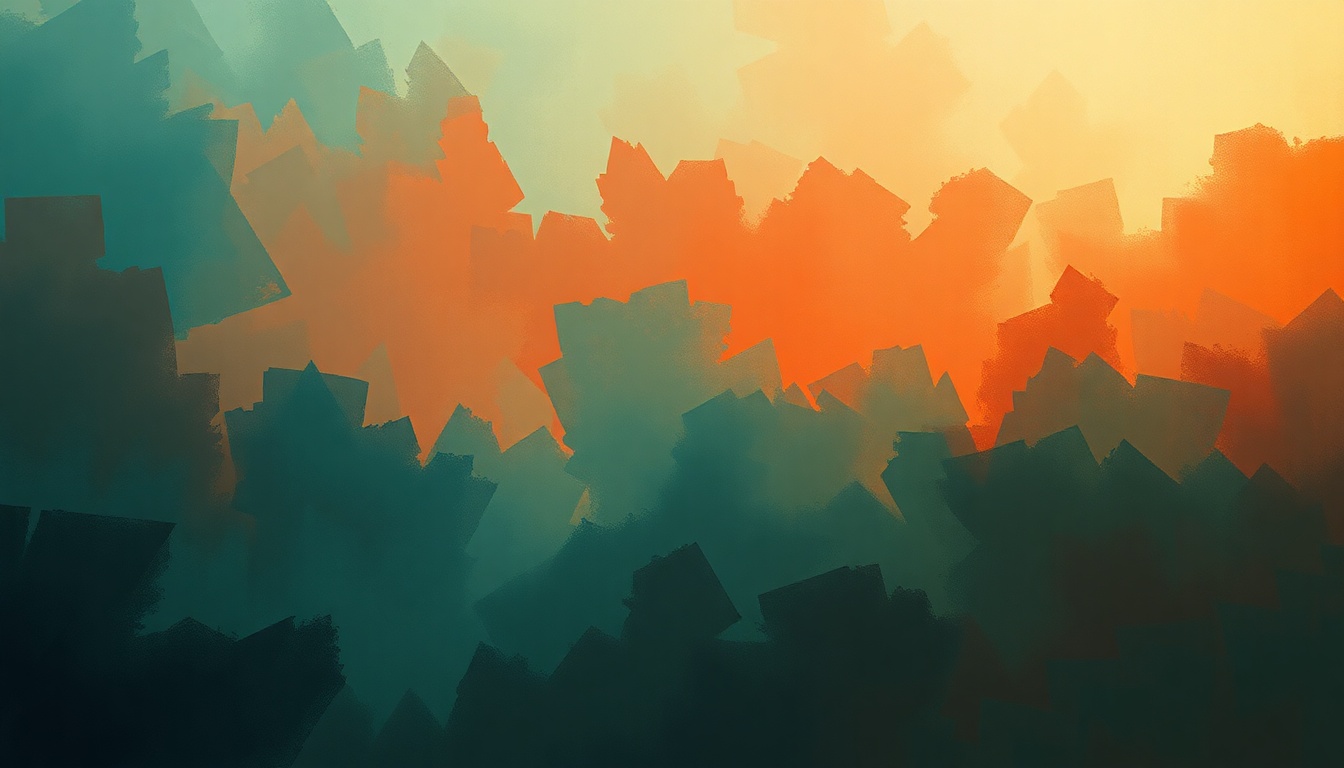 Fan-driven abstract illustration evoking the emotional arc of Si pel ciel by Giuseppe Verdi