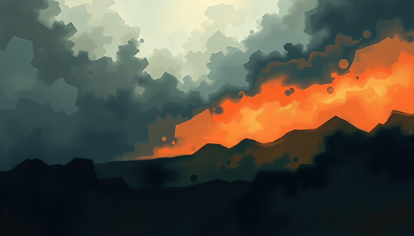 Fan-driven abstract illustration evoking the emotional arc of Sickle and Peace by Mastodon