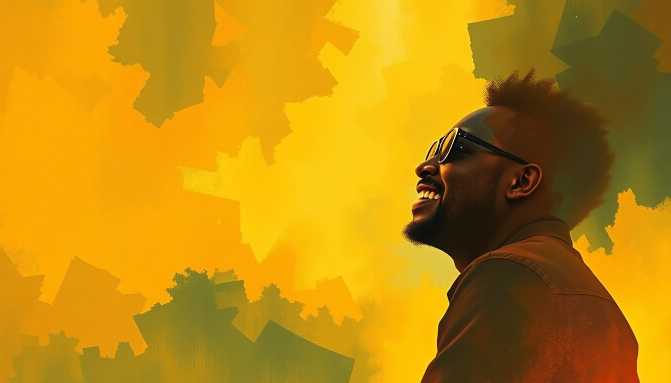 Fan-driven abstract illustration evoking the emotional arc of Sir Duke by Stevie Wonder