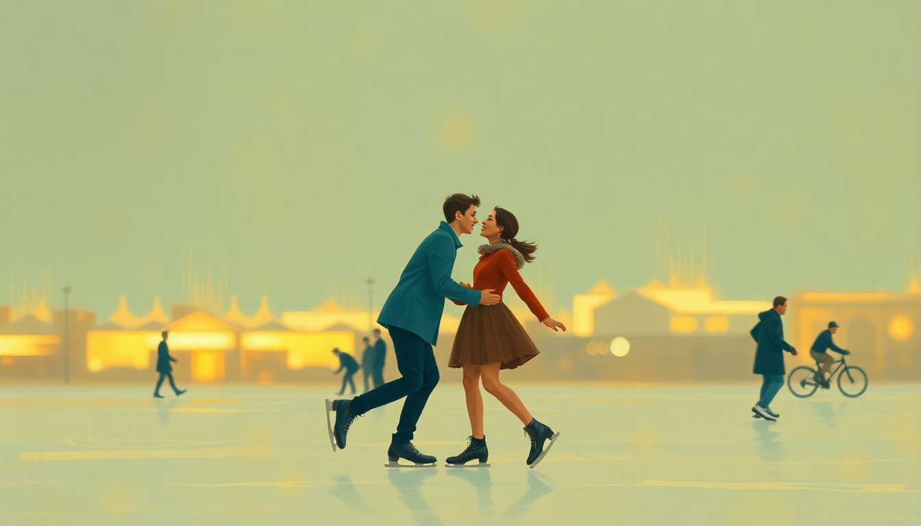 Fan-driven abstract illustration evoking the emotional arc of Skating by Vince Guaraldi