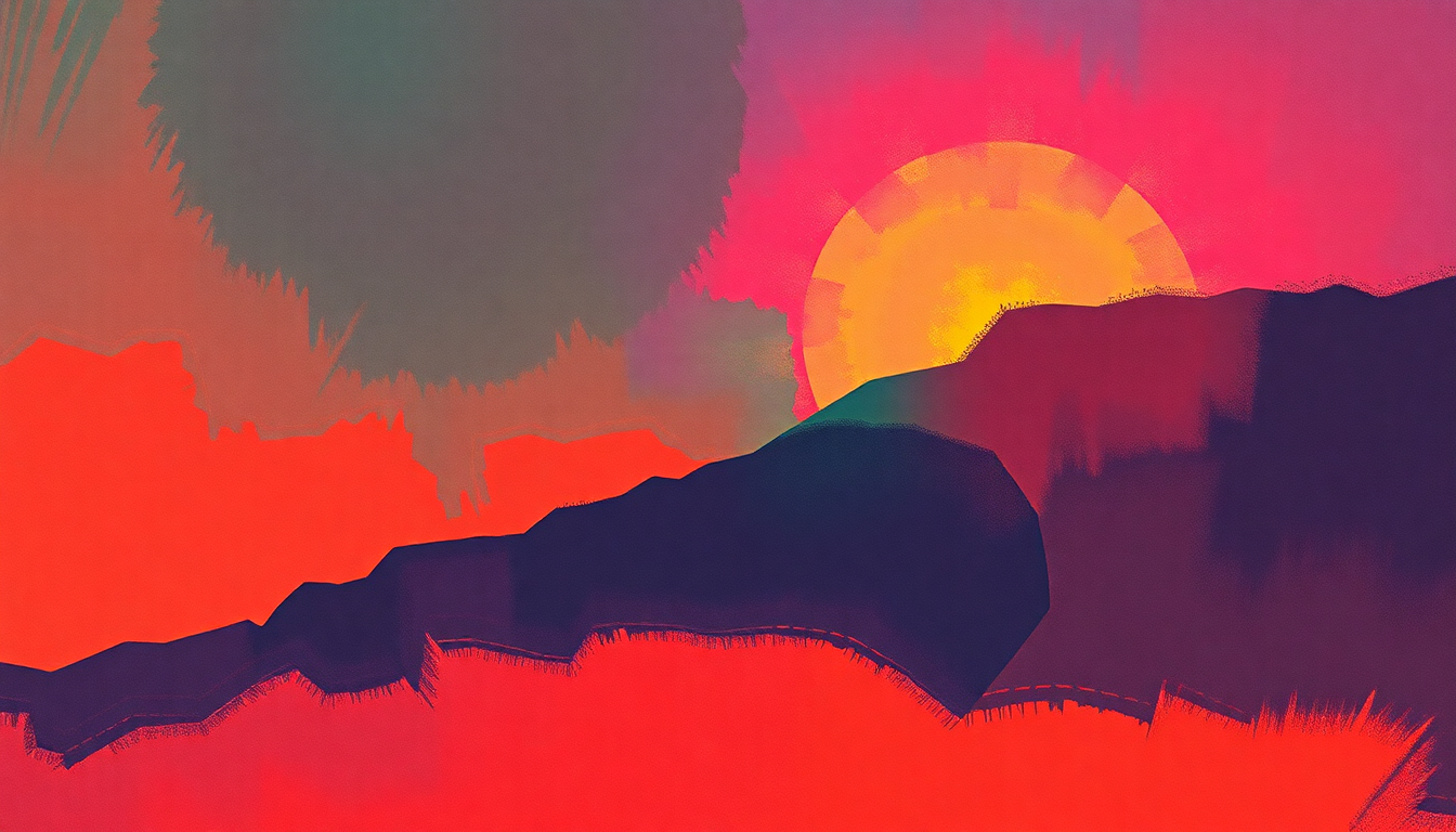 Fan-driven abstract illustration evoking the emotional arc of Sledgehammer by Peter Gabriel