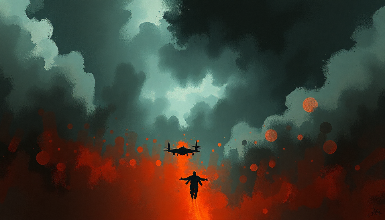 Fan-driven abstract illustration evoking the emotional arc of Sleep Now in the Fire by Rage Against the Machine