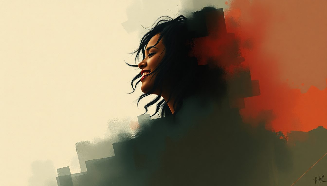 Fan-driven abstract illustration evoking the emotional arc of S&M by Rihanna