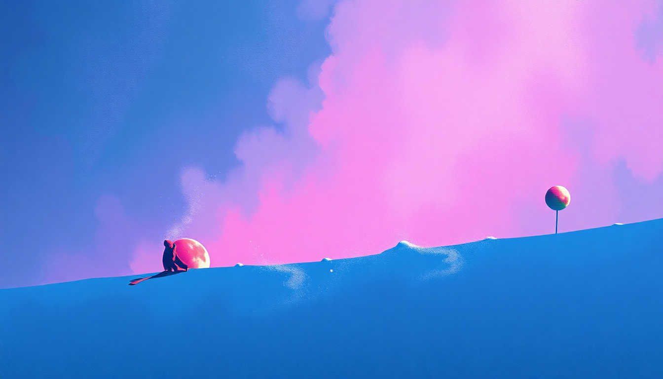 Fan-driven abstract illustration evoking the emotional arc of Snowball by Devo