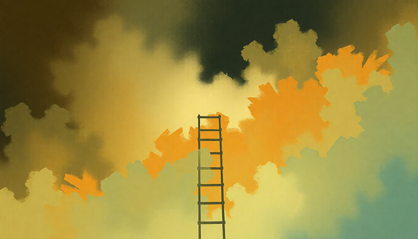 Fan-driven abstract illustration evoking the emotional arc of Sofi Needs a Ladder by Deadmau5