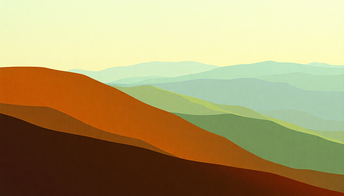 Fan-driven abstract illustration evoking the emotional arc of Solsbury Hill by Peter Gabriel