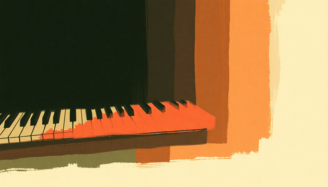 Fan-driven abstract illustration evoking the emotional arc of Sometimes I Cry at the Piano by Rachel's