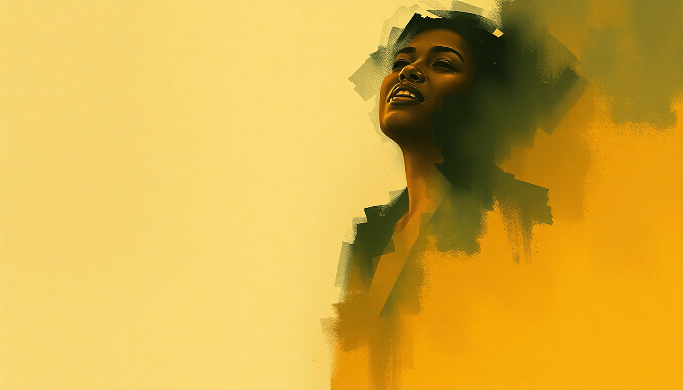 Fan-driven abstract illustration evoking the emotional arc of Sophisticated Lady by Duke Ellington