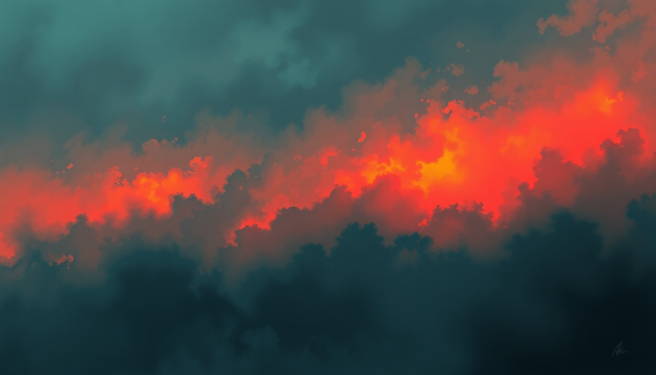 Fan-driven abstract illustration evoking the emotional arc of South of Heaven by Slayer