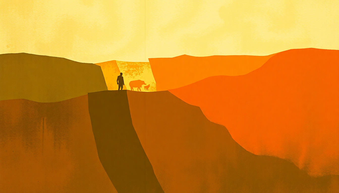 Fan-driven abstract illustration evoking the emotional arc of Soya by Ali Farka Toure