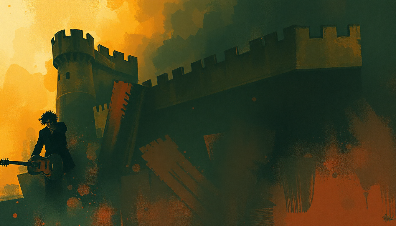Fan-driven abstract illustration evoking the emotional arc of Spanish Castle Magic by Jimi Hendrix