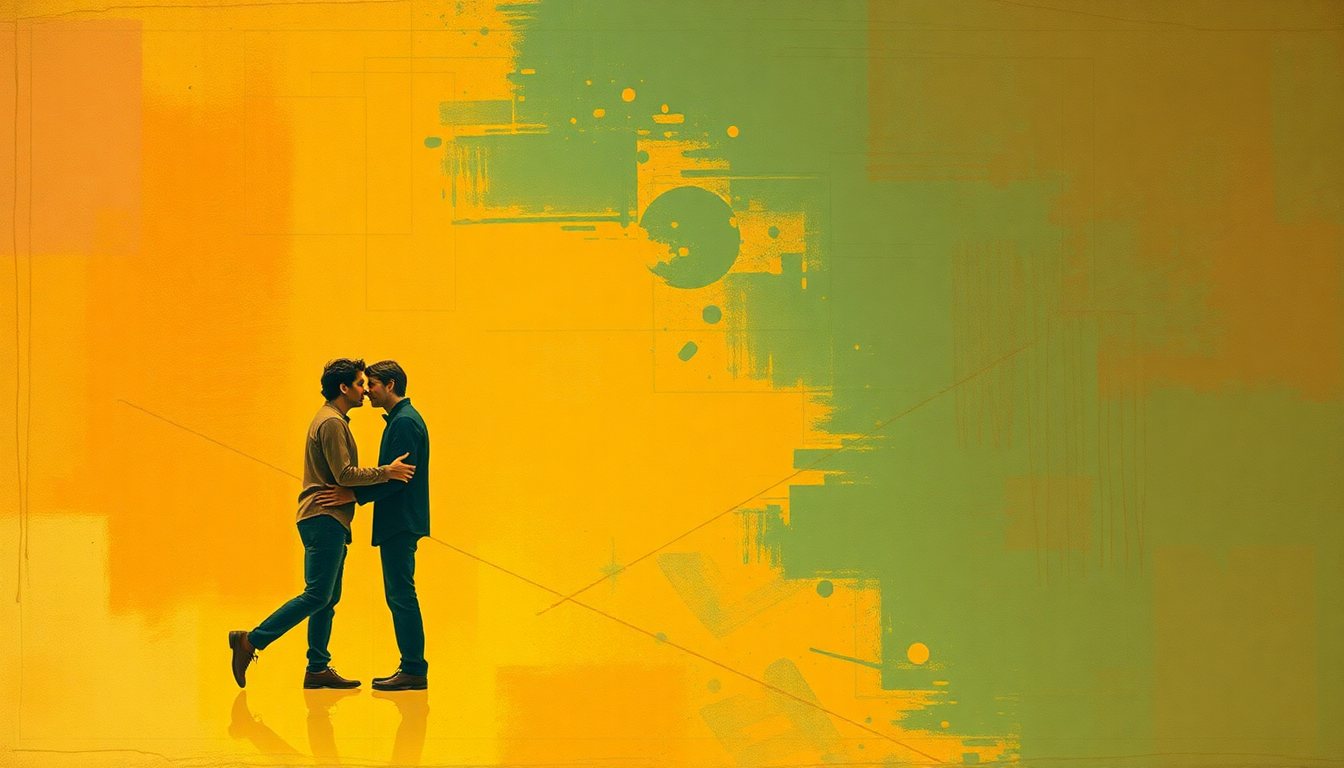 Fan-driven abstract illustration evoking the emotional arc of Spanish Kiss by Dick Dale