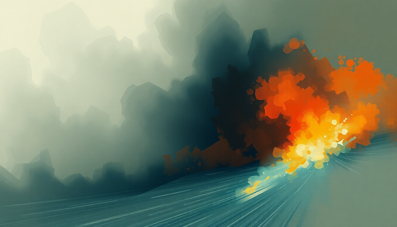 Fan-driven abstract illustration evoking the emotional arc of Speed of Light by Iron Maiden