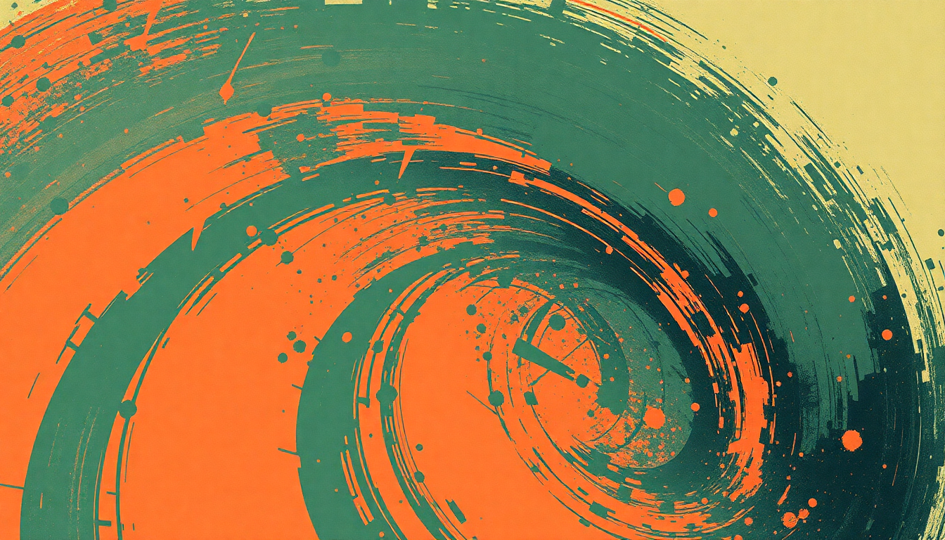 Fan-driven abstract illustration evoking the emotional arc of Spiral Scratch by Buzzcocks