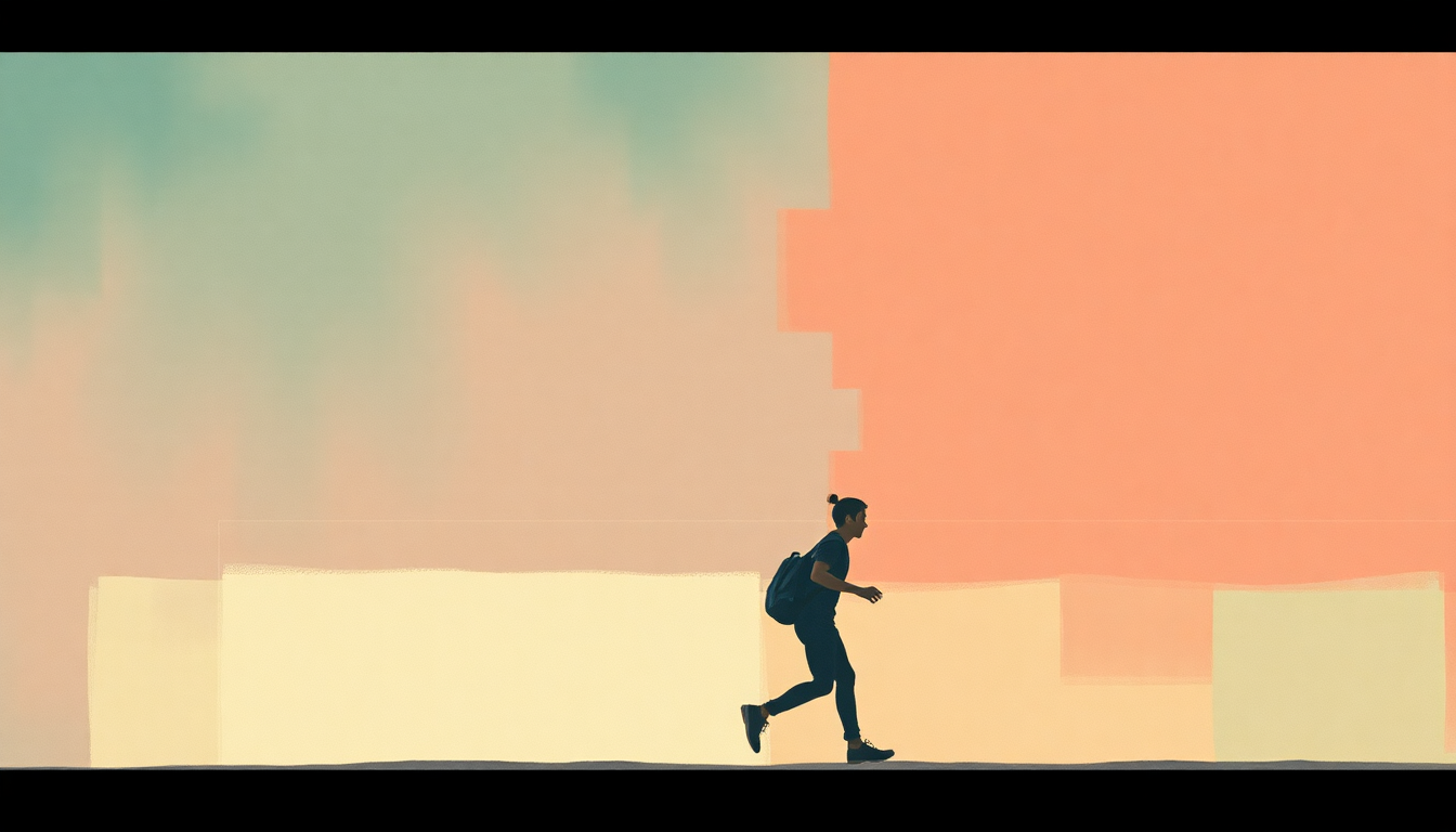 Fan-driven abstract illustration evoking the emotional arc of Sports et divertissements by Erik Satie