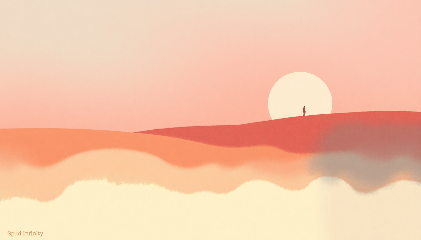 Fan-driven abstract illustration evoking the emotional arc of Spud Infinity by Big Thief