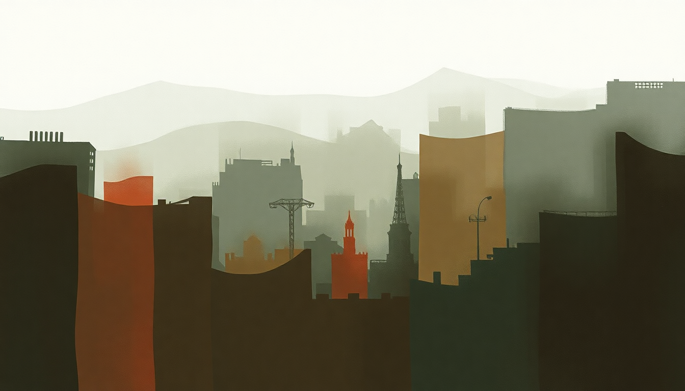 Fan-driven abstract illustration evoking the emotional arc of Squalor Victoria by The National