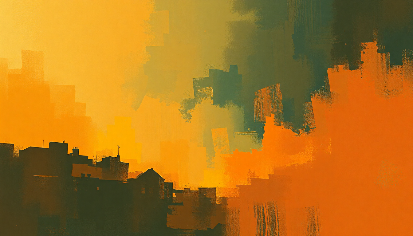 Fan-driven abstract illustration evoking the emotional arc of St Pauls Suite by Gustav Holst
