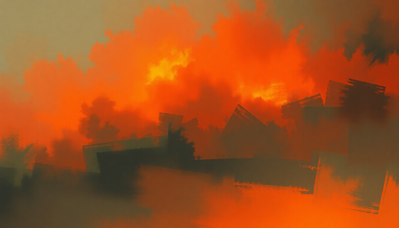 Fan-driven abstract illustration evoking the emotional arc of Standing Outside the Fire by Garth Brooks