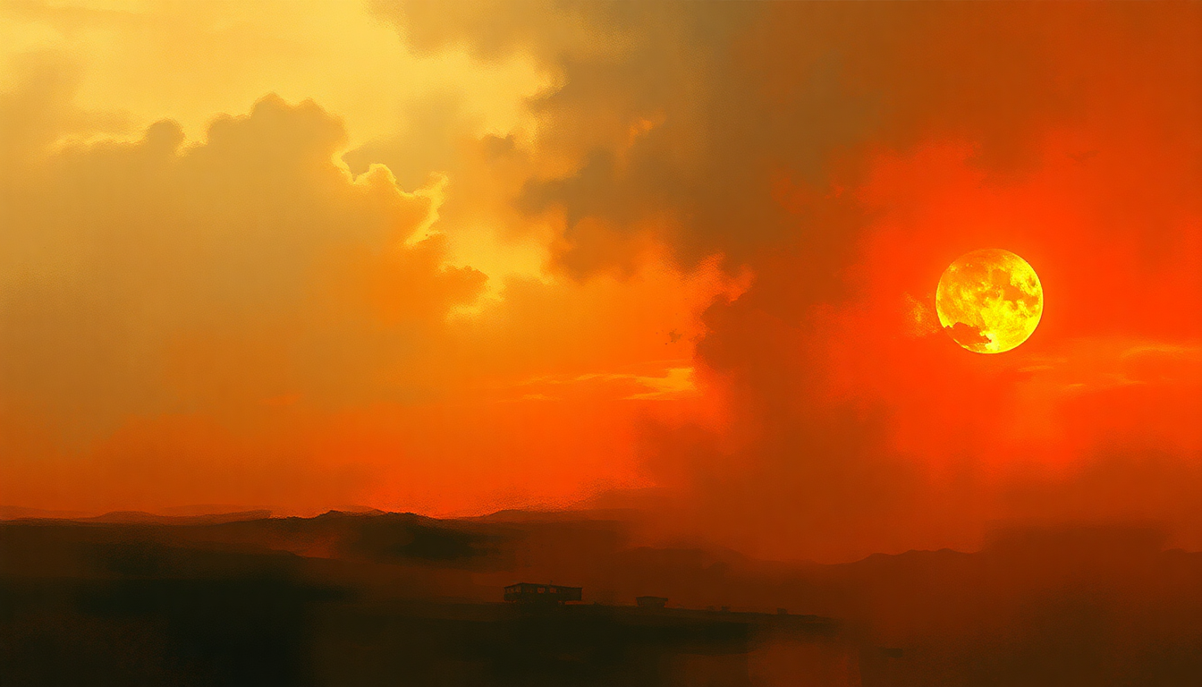 Fan-driven abstract illustration evoking the emotional arc of Staring at the Sun by TV on the Radio