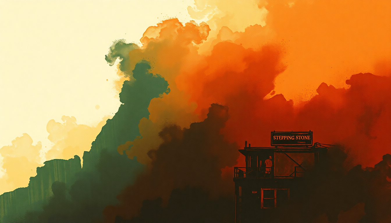 Fan-driven abstract illustration evoking the emotional arc of Stepping Stone by Jimi Hendrix