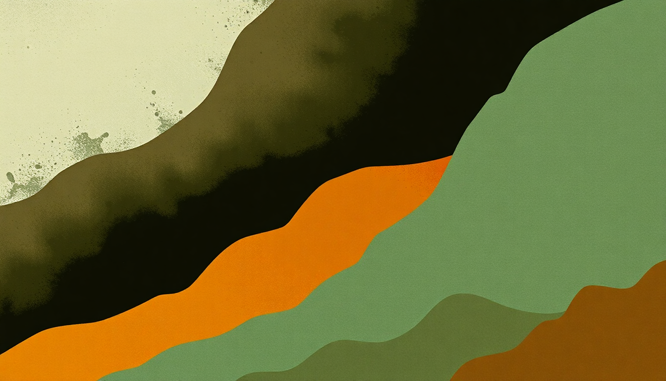 Fan-driven abstract illustration evoking the emotional arc of Stimela by Hugh Masekela