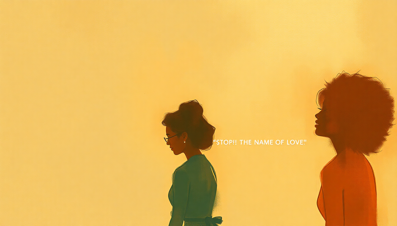 Fan-driven abstract illustration evoking the emotional arc of Stop! In the Name of Love by The Supremes