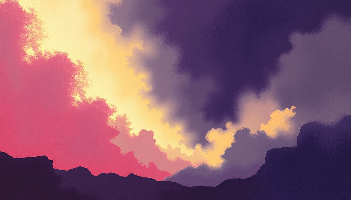 Fan-driven abstract illustration evoking the emotional arc of Stormbringer by Deep Purple
