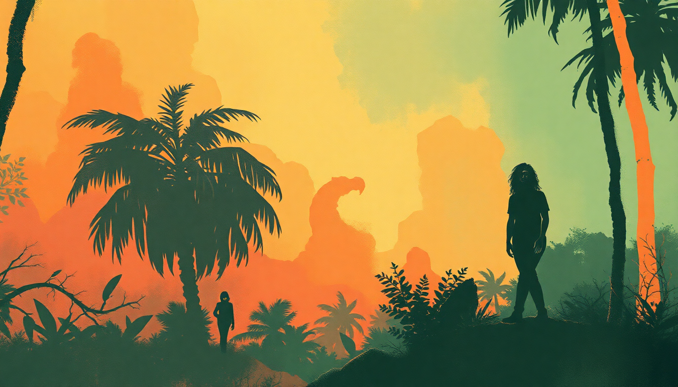 Fan-driven abstract illustration evoking the emotional arc of Stranded in the Jungle by New York Dolls