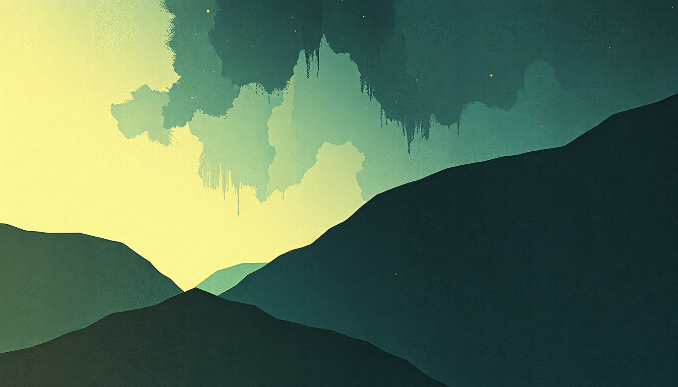 Fan-driven abstract illustration evoking the emotional arc of Strange News from Another Star by Blur
