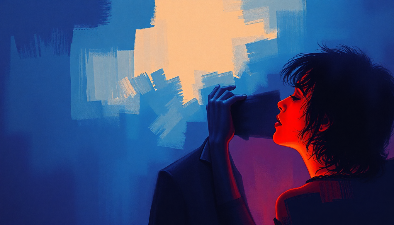 Fan-driven abstract illustration evoking the emotional arc of Strange Relationship by Prince